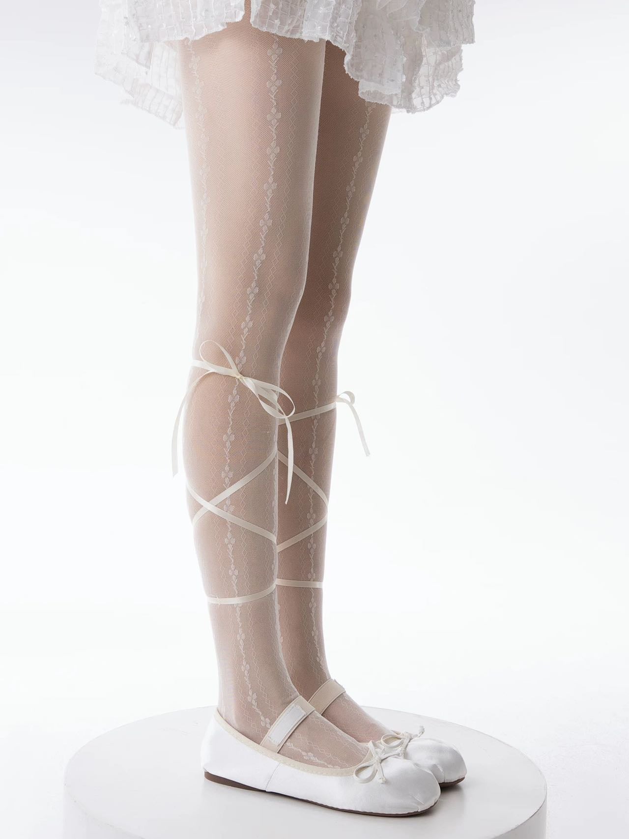 Balletcore Ribbon Tie Up Sheer Tights