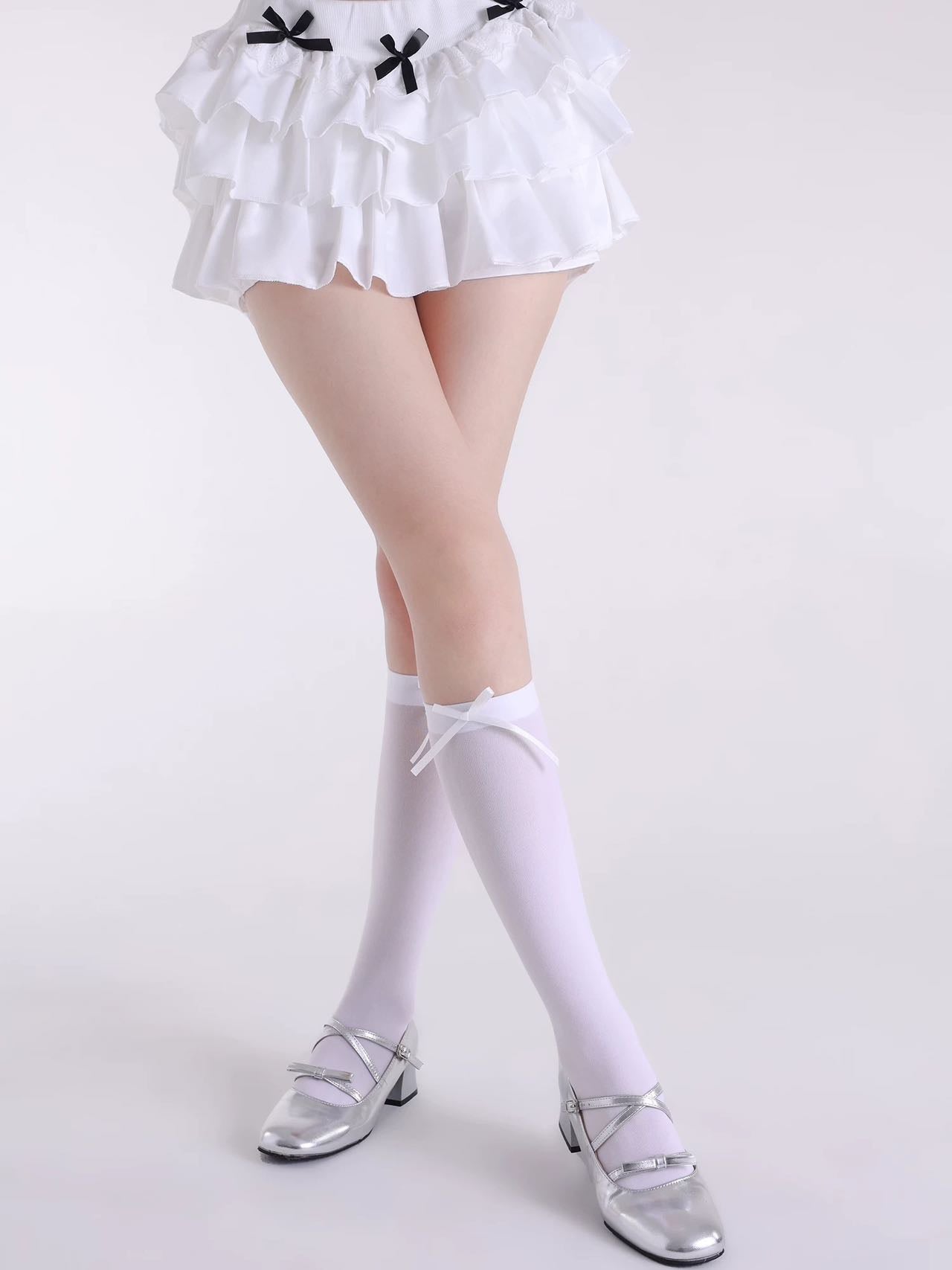 Sheer Bow Tie Knee Highs