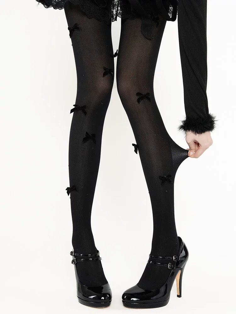 Pearl & Bow Tie Tights