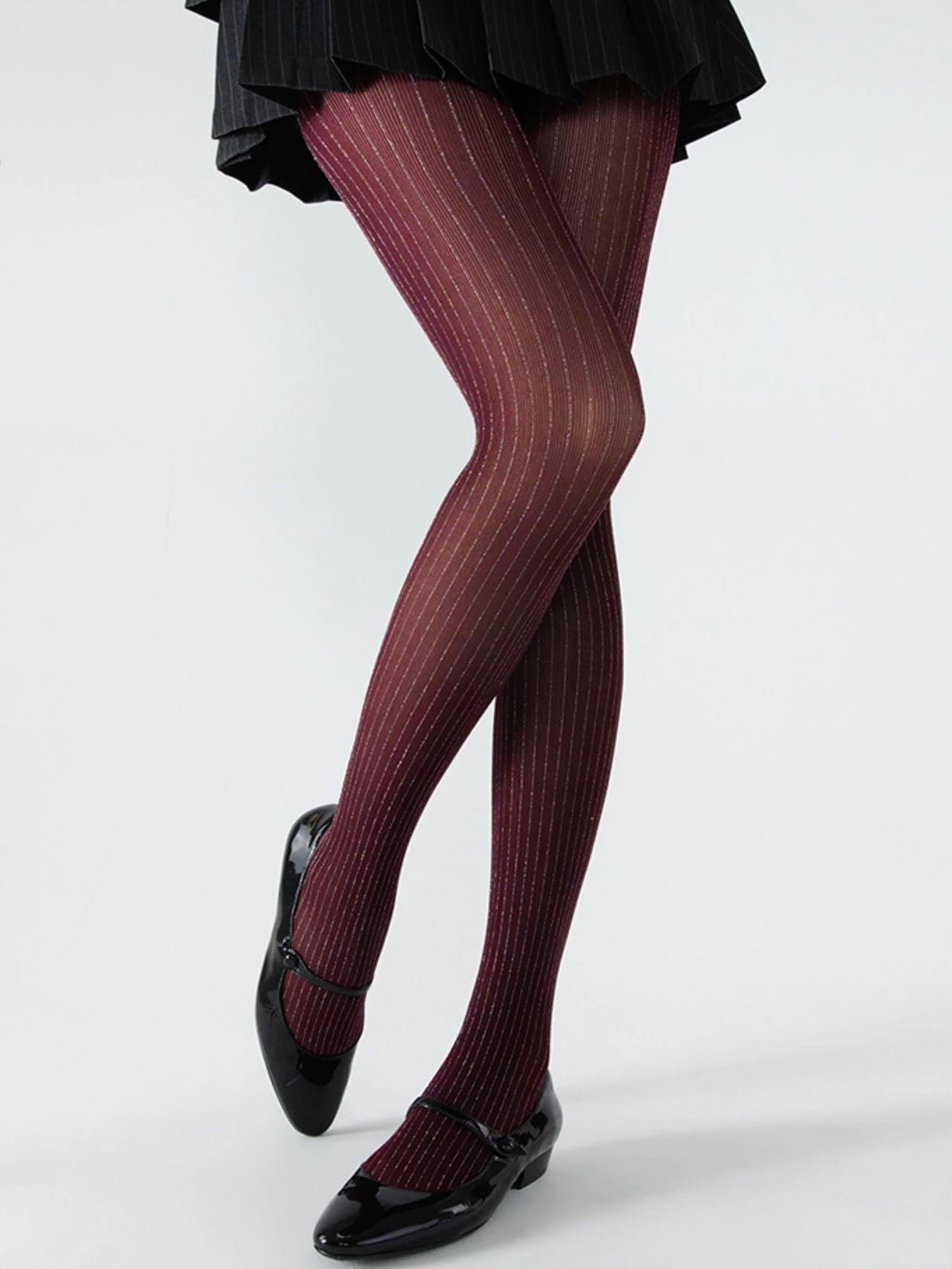 Silver Striped Sheer Tights