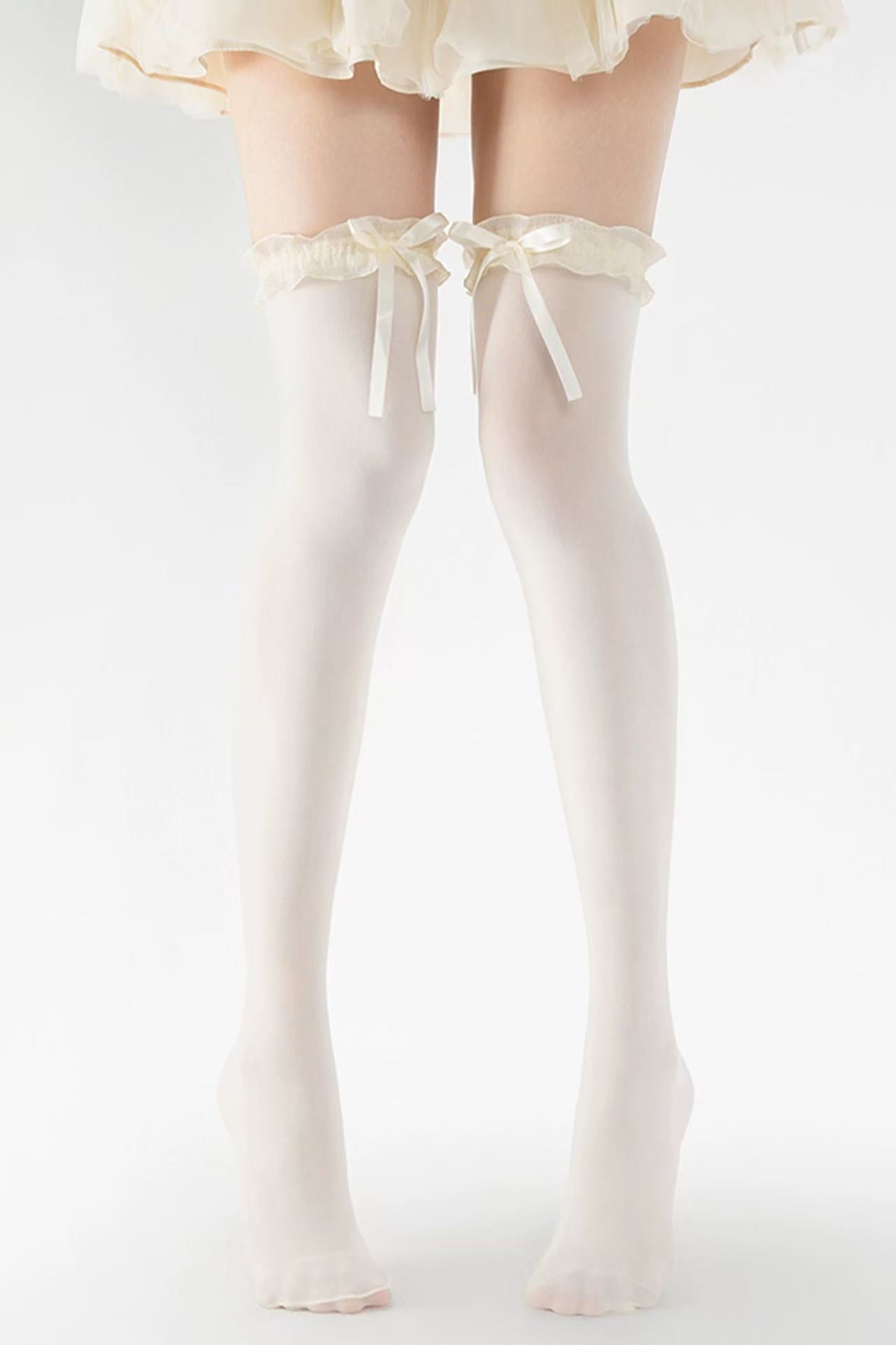 Soft Sheer Ruffle Knee/Thigh Highs