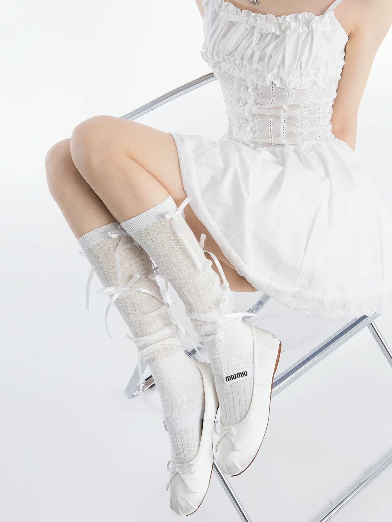 Sheer Knee Highs with Ribbons image 3