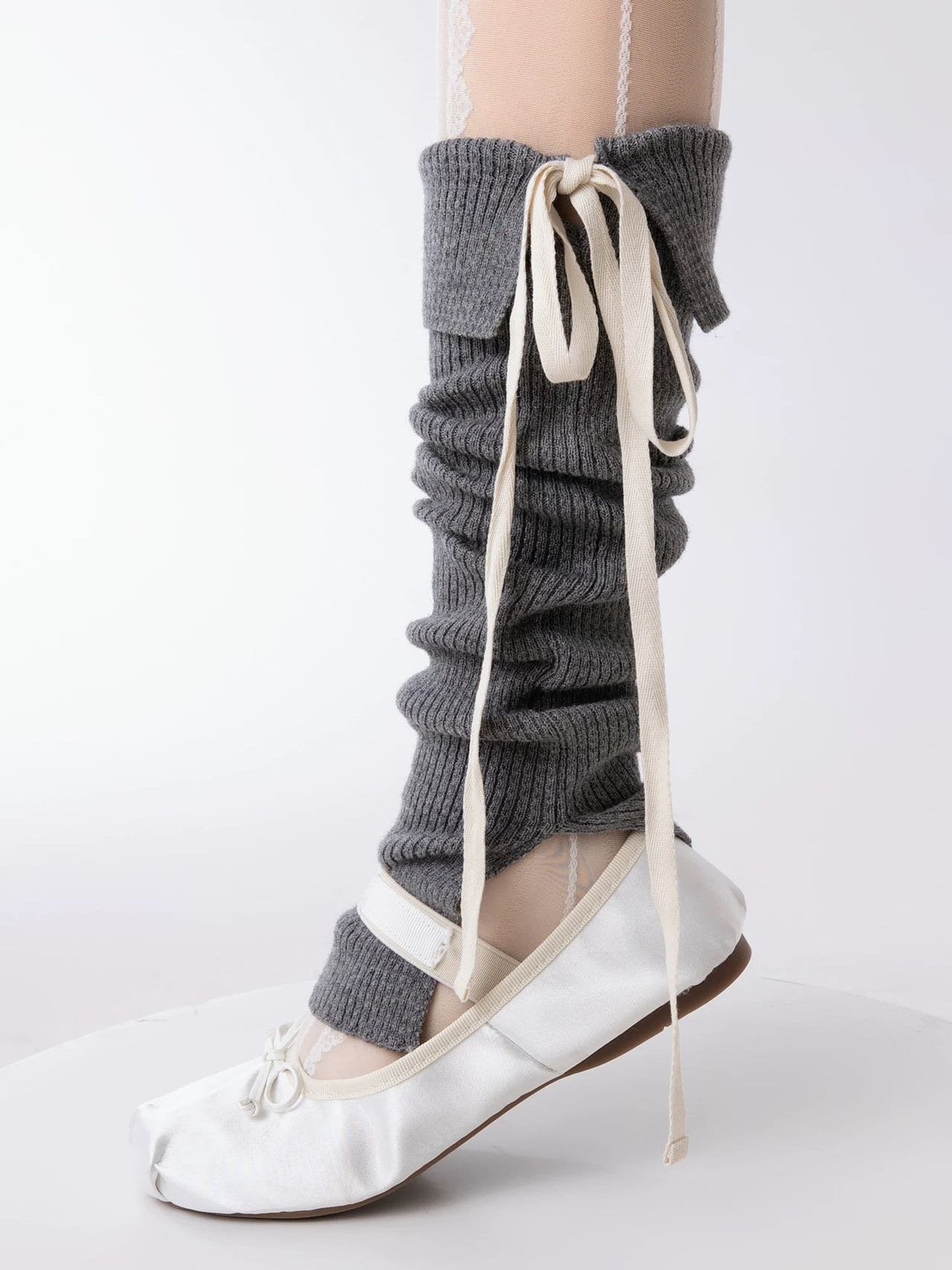 Knitted Leg Warmers with Ribbon image 4