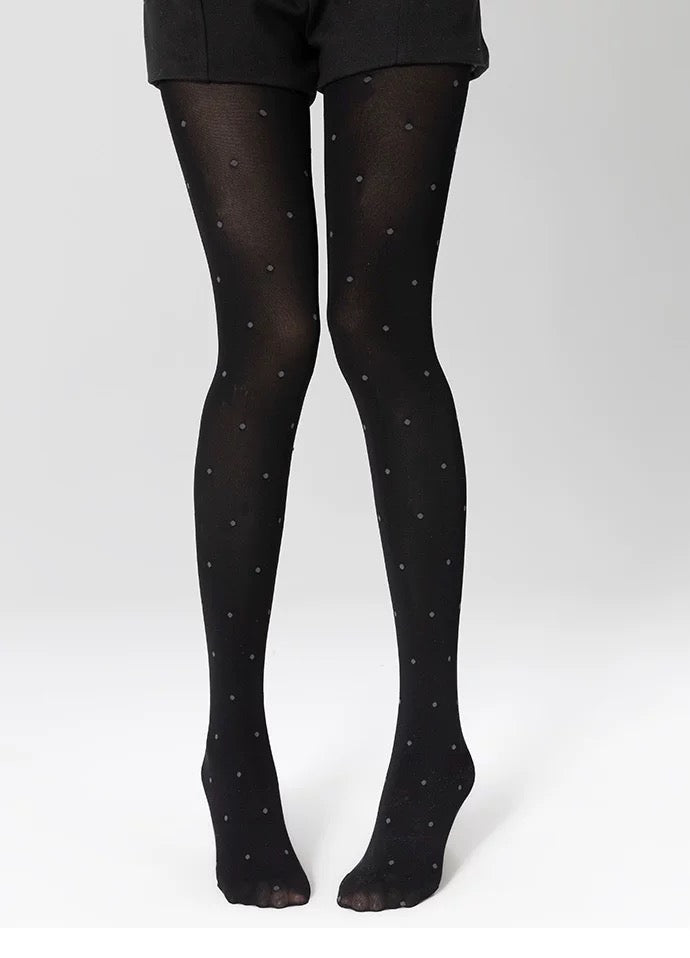 Dotted Jacquard Thermal Tights