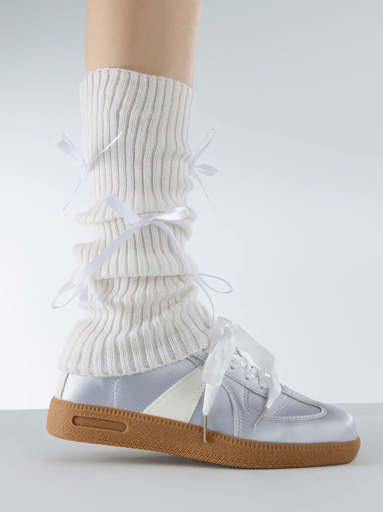 Ribbon Bow Ties Knitted Leg Warmers