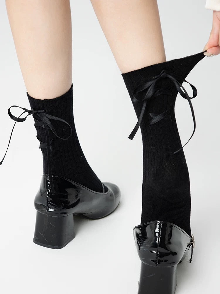 Back Lace Tie Up Socks/2 Pairs