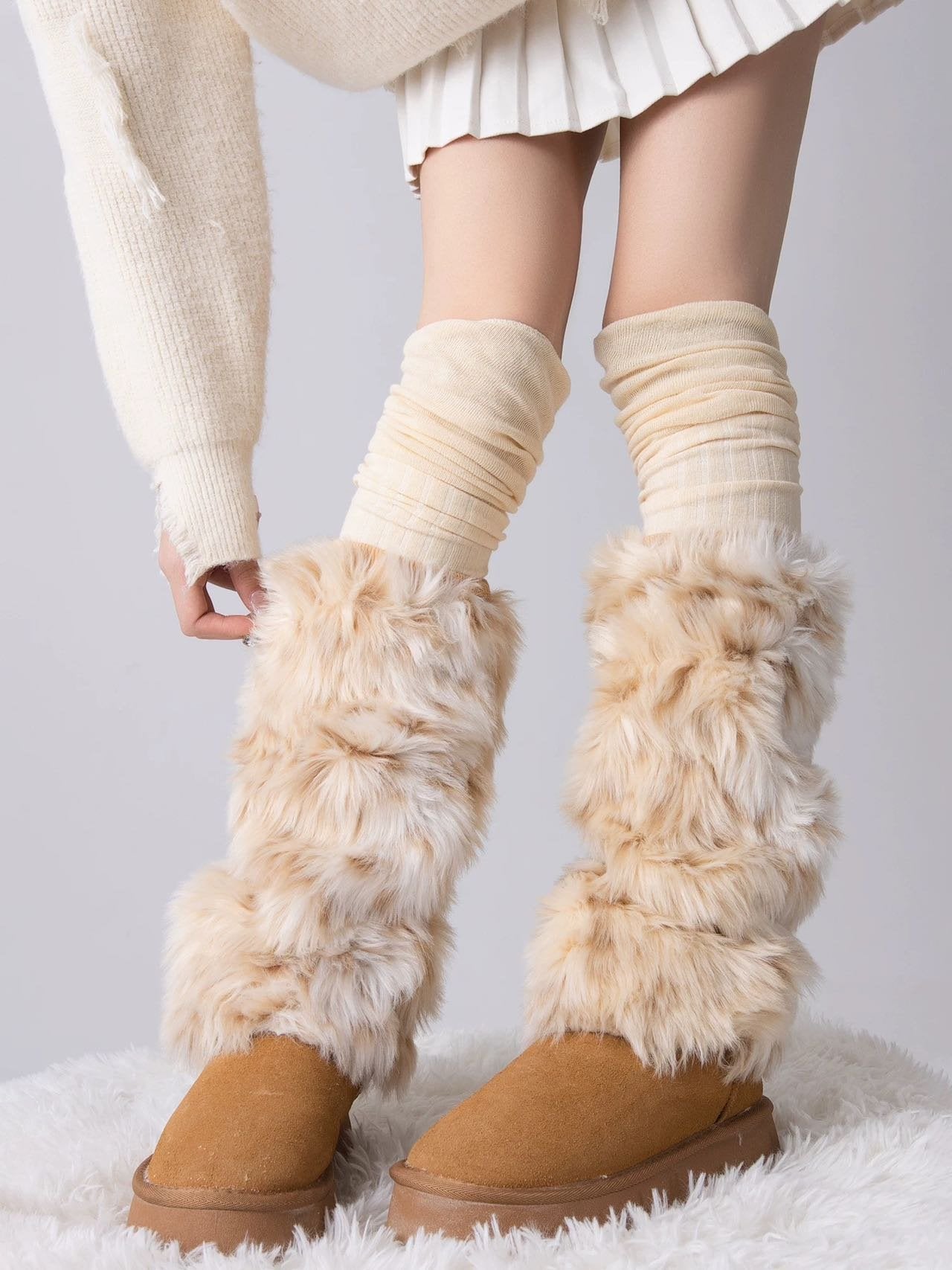 Faux Rabbit Fur Leg Warmers image 3