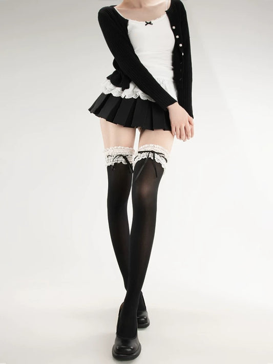 Lace Ruffle Sheer Knee/Thigh Highs
