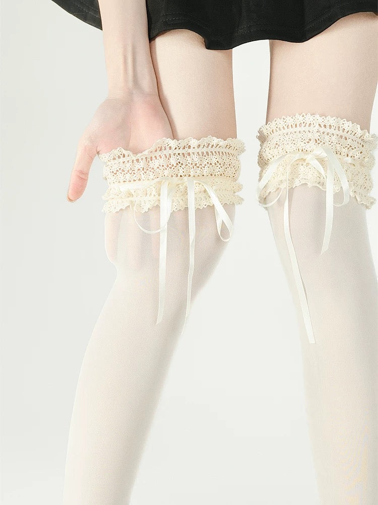 Lace Ruffle Sheer Knee/Thigh Highs