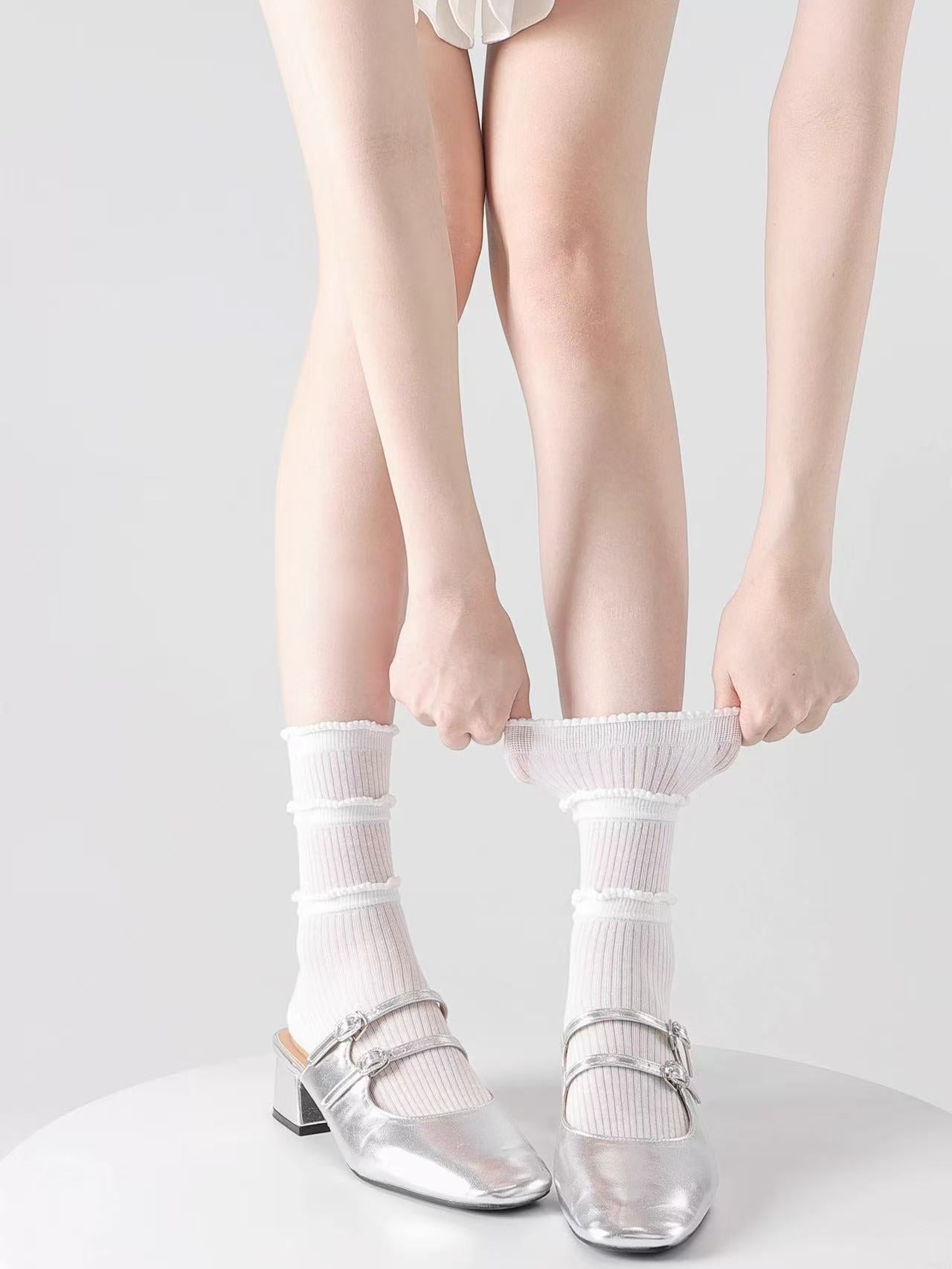 Triple Ruffle Crew Socks