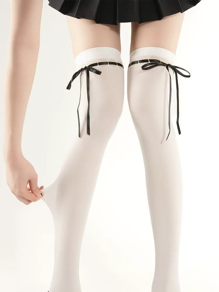 Tie Up Bow Thigh Highs