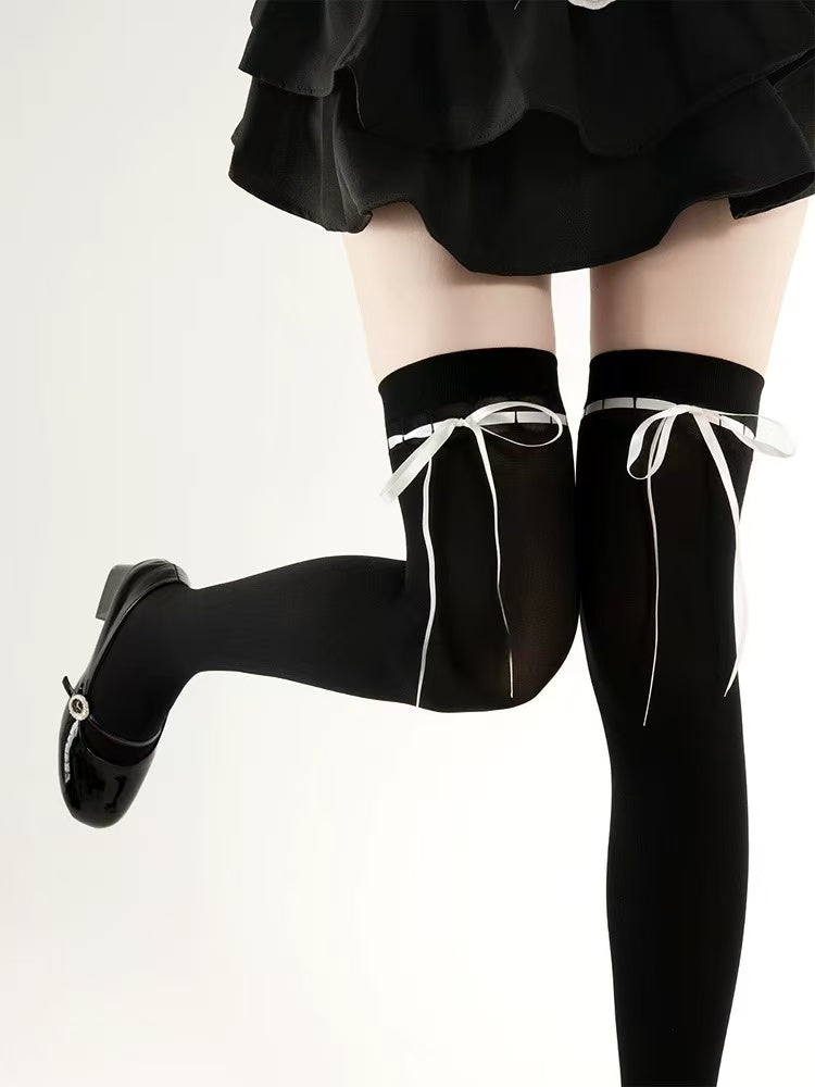 Tie Up Bow Thigh Highs