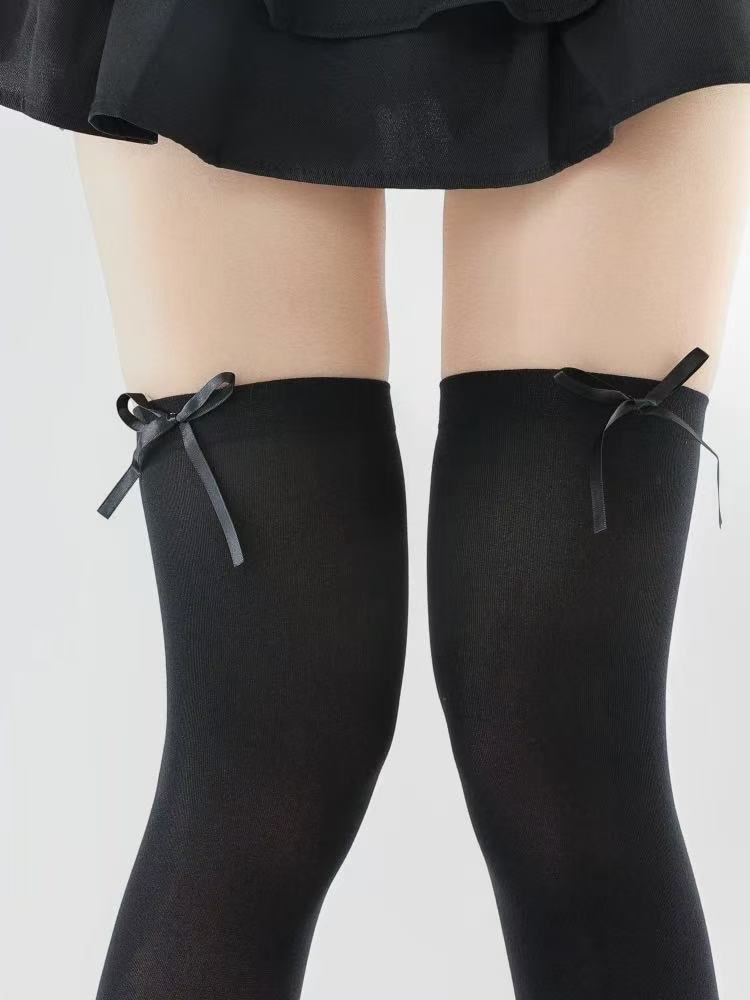 Soft Airy Bow Tie Thigh Highs
