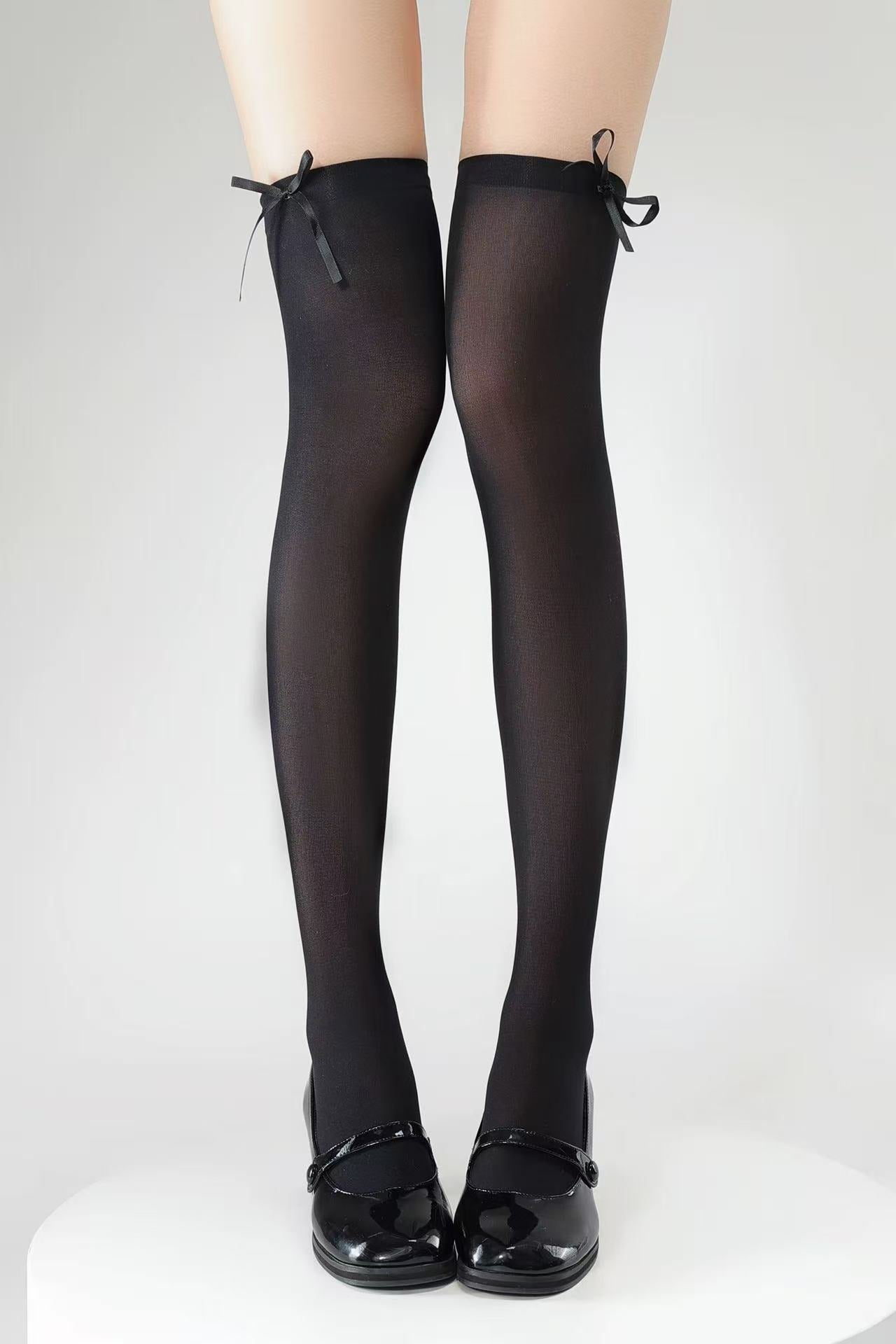 Soft Airy Bow Tie Thigh Highs