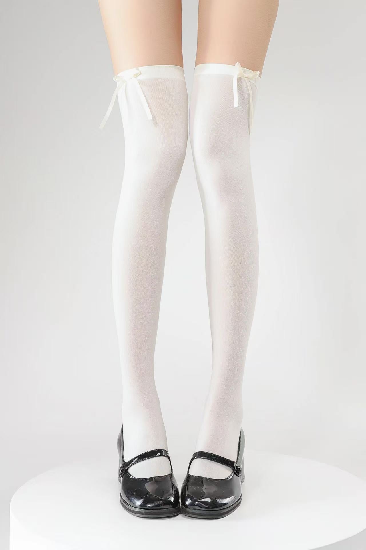 Soft Airy Bow Tie Thigh Highs