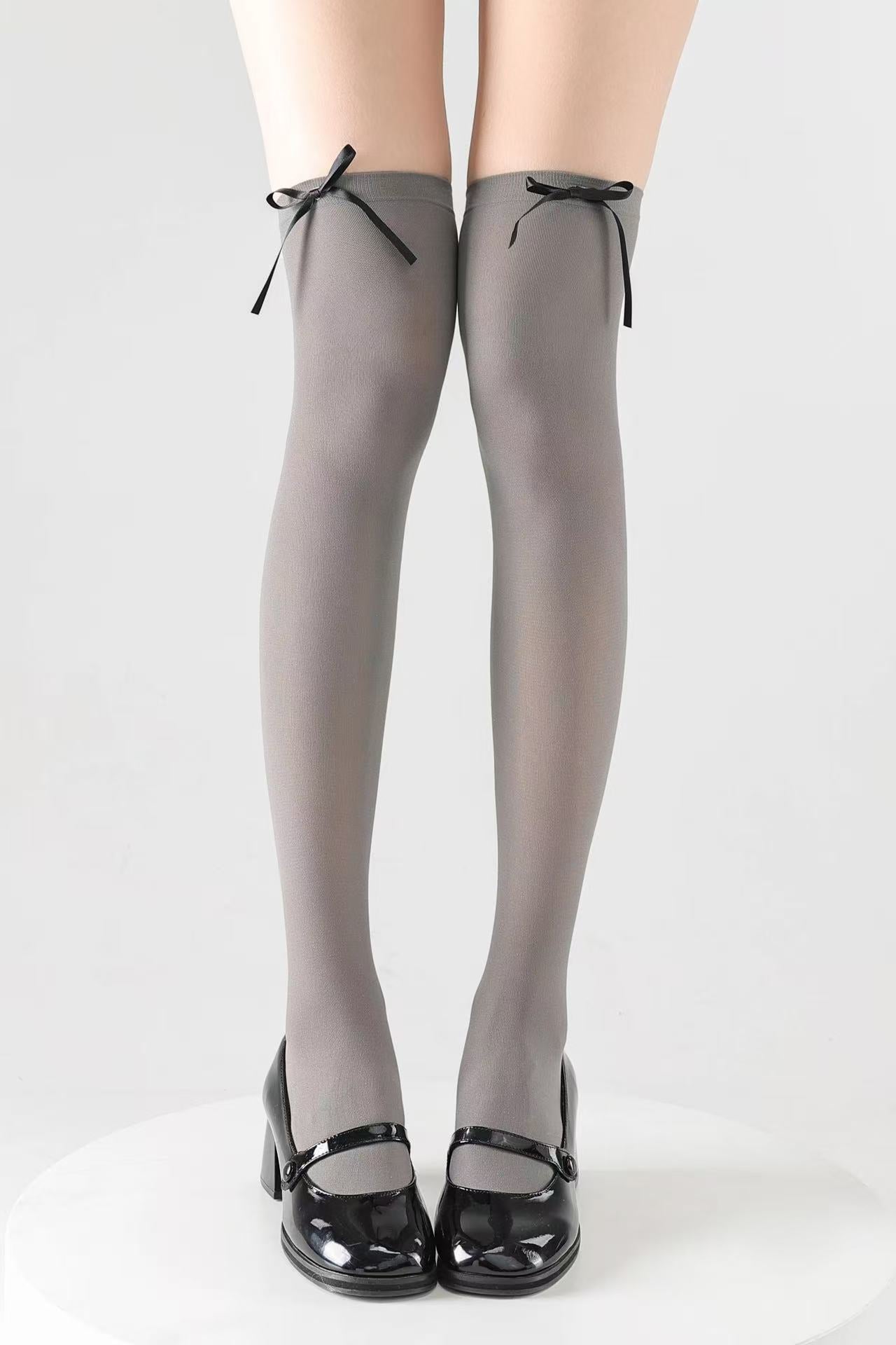 Soft Airy Bow Tie Thigh Highs