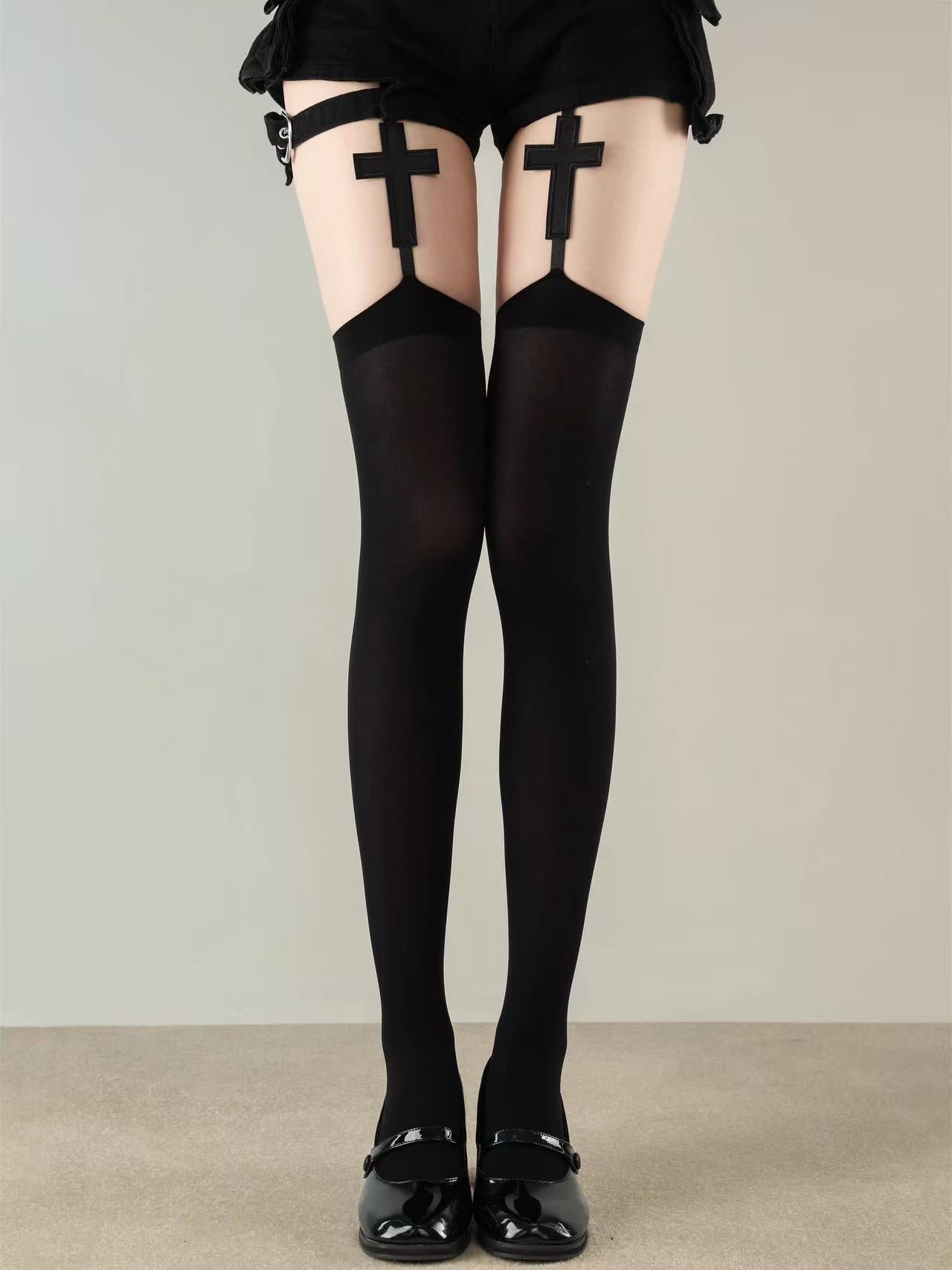 Cross Garter Sheer Tights