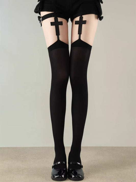 Cross Garter Sheer Tights