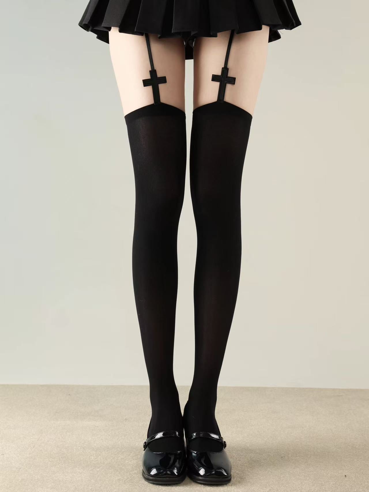 Cross Garter Sheer Tights