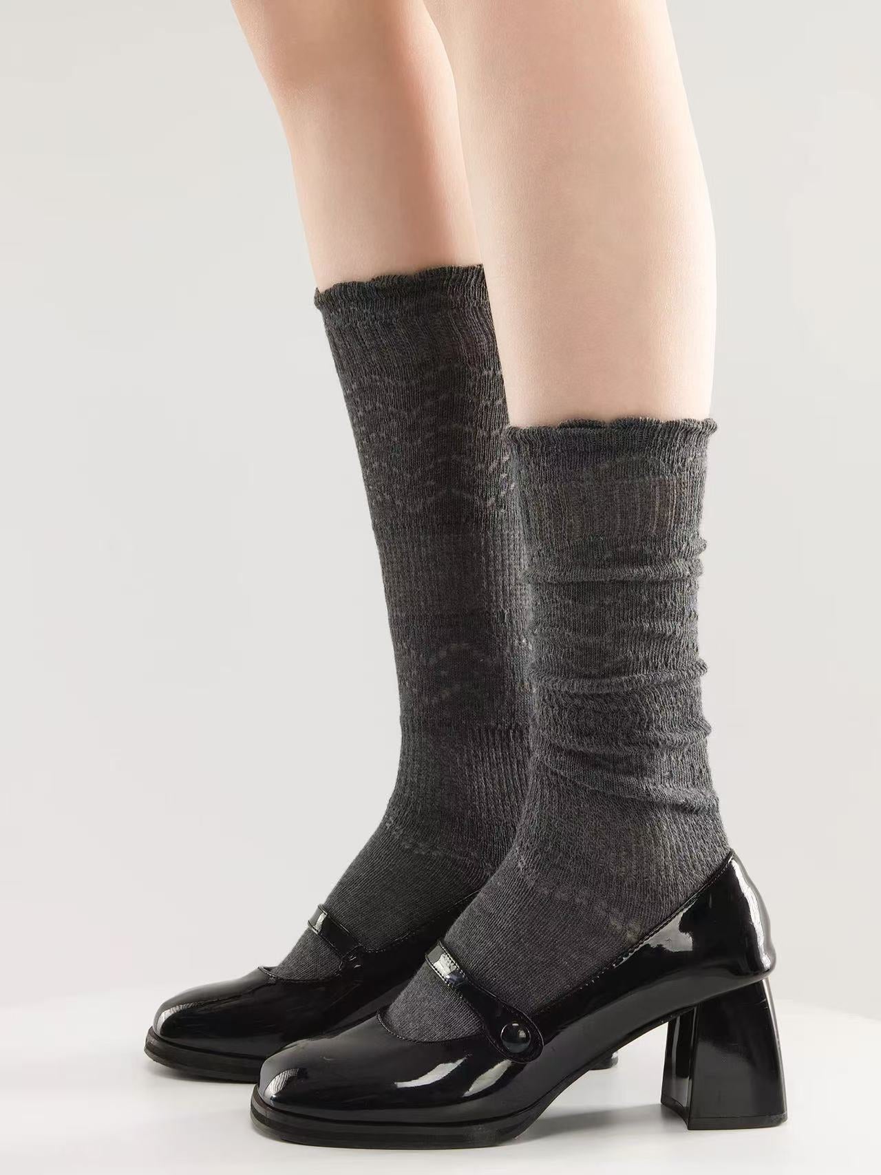 Hollow-Out Knitted Socks