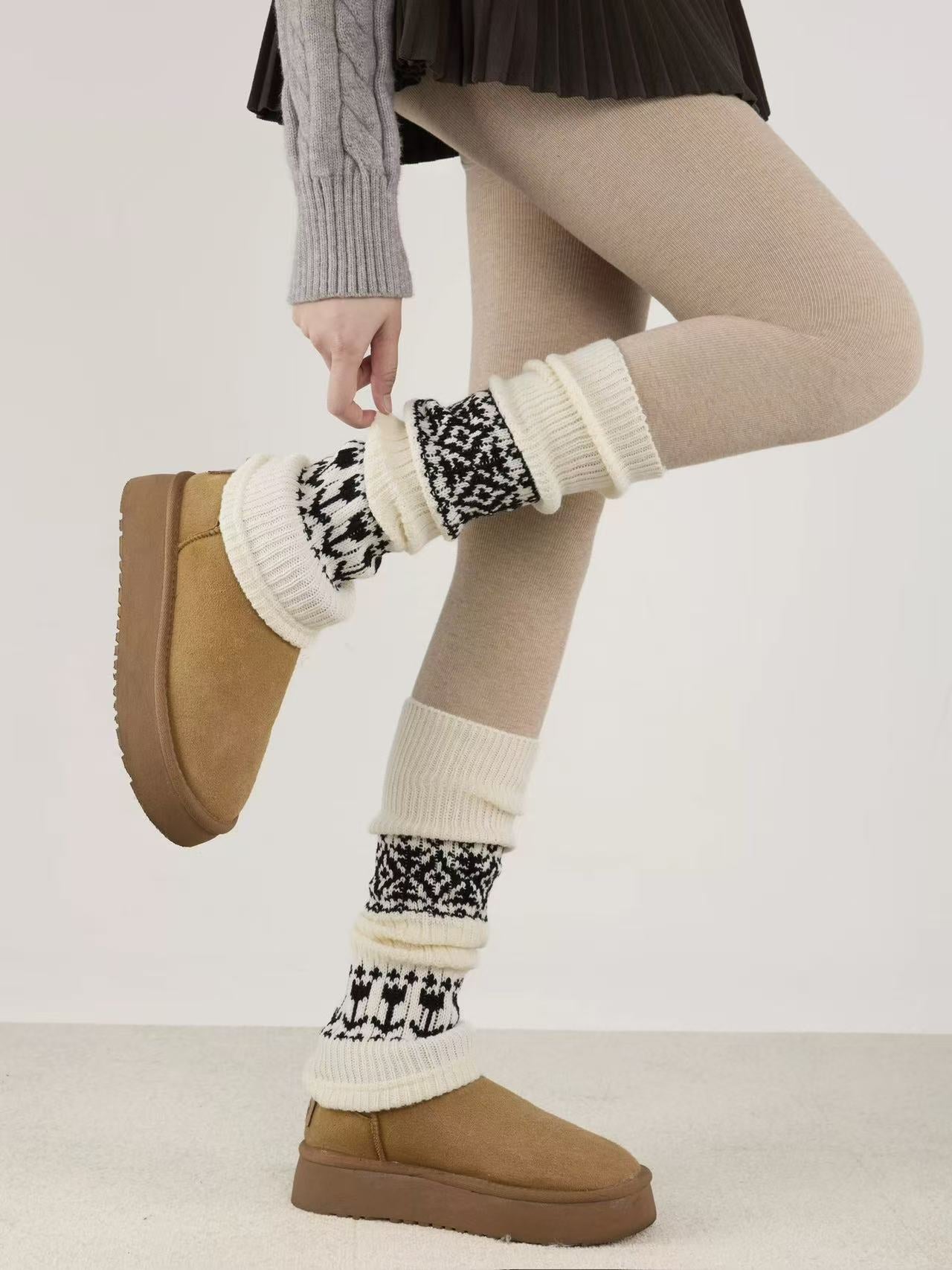 Fair Isle Winter Leg Warmers