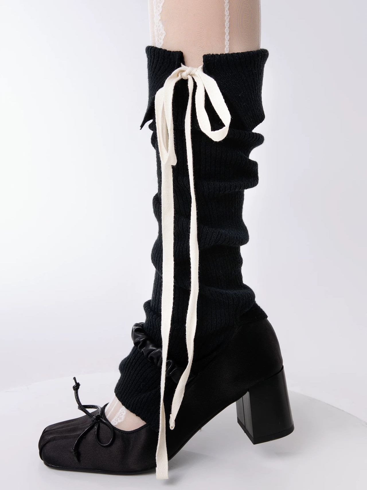 Knitted Leg Warmers with Ribbon image 3