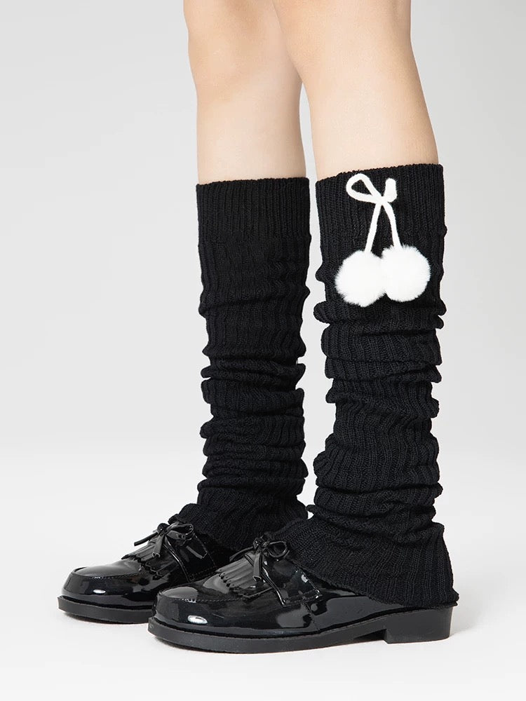 Striped Pompom Extra Long Leg Warmers