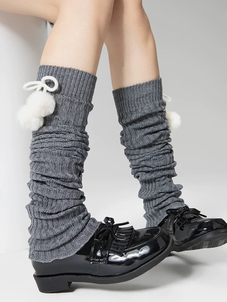 Striped Pompom Extra Long Leg Warmers
