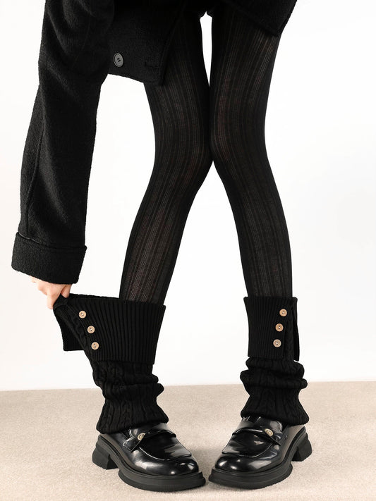 Button Cable Knit Leg Warmers