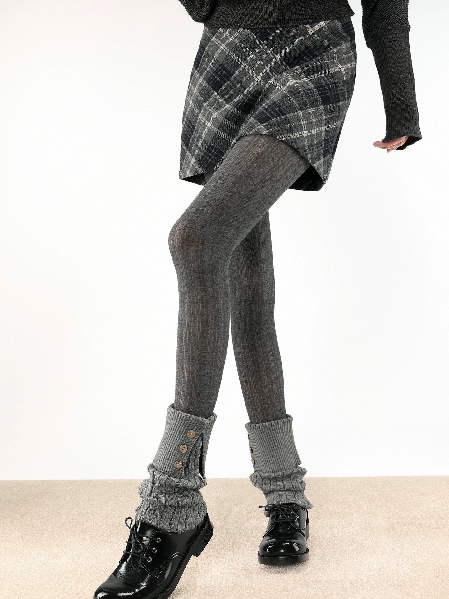 Button Cable Knit Leg Warmers