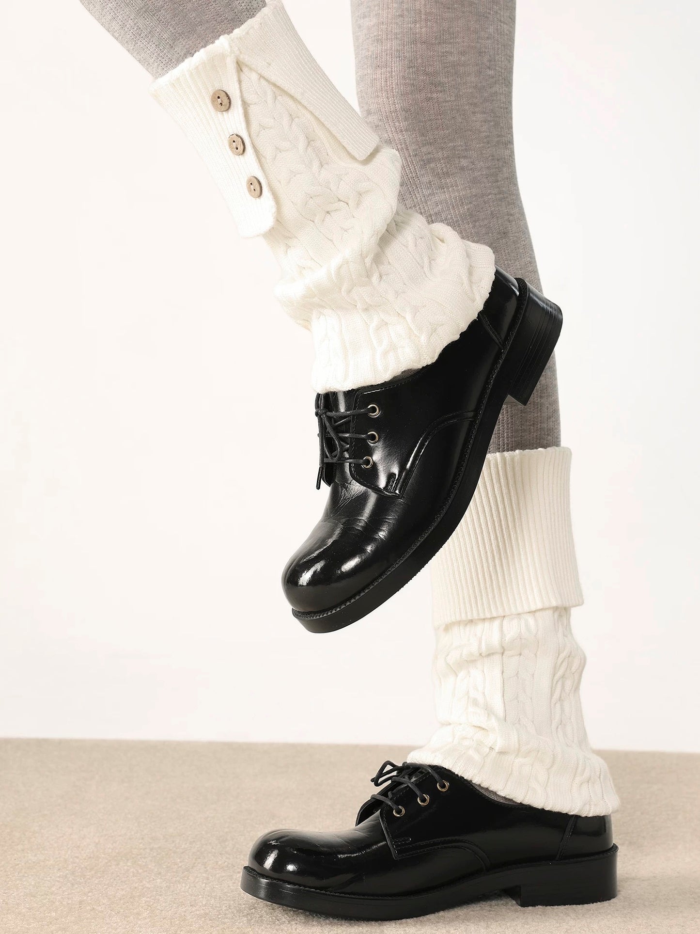 Button Cable Knit Leg Warmers