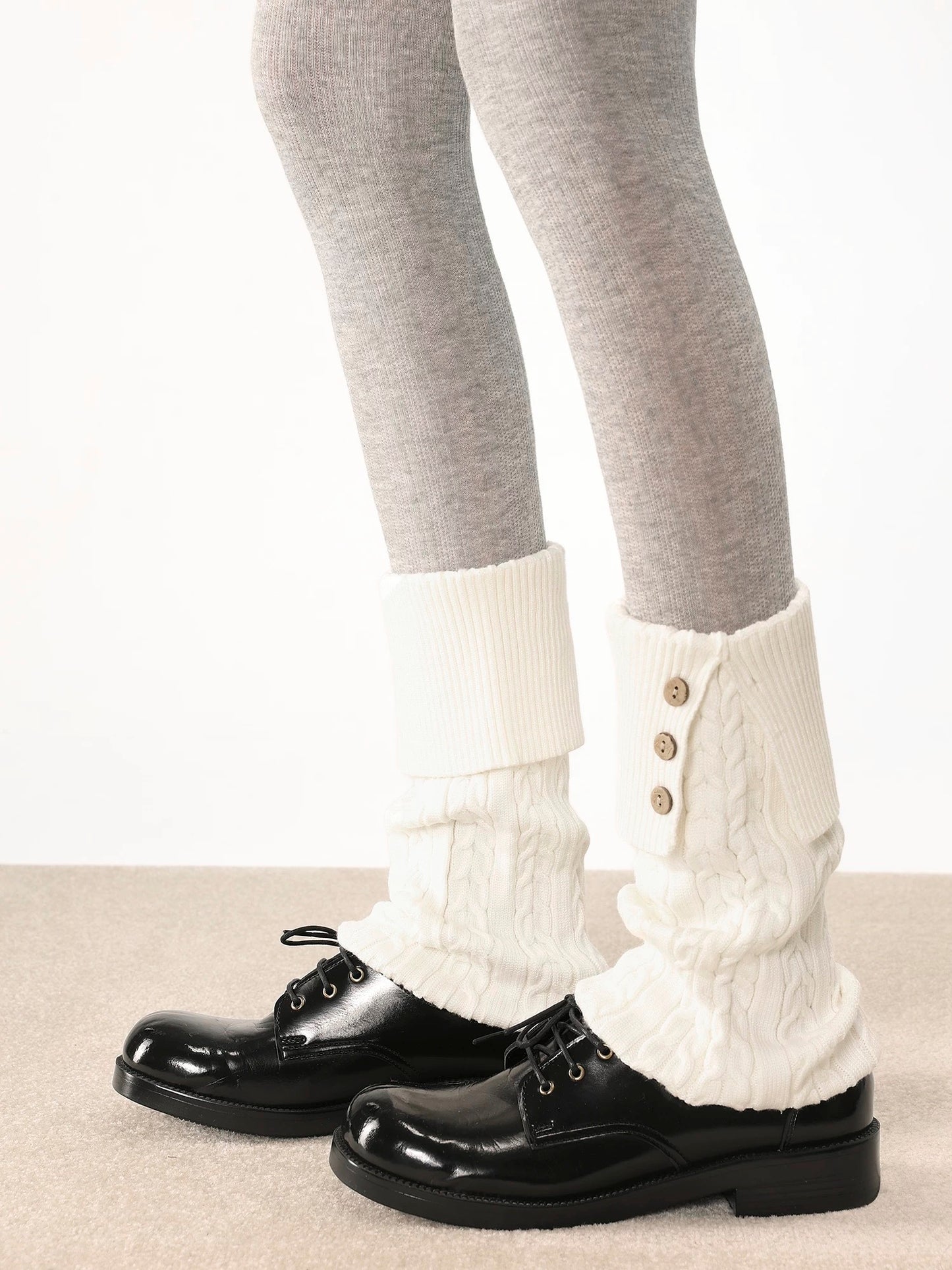 Button Cable Knit Leg Warmers
