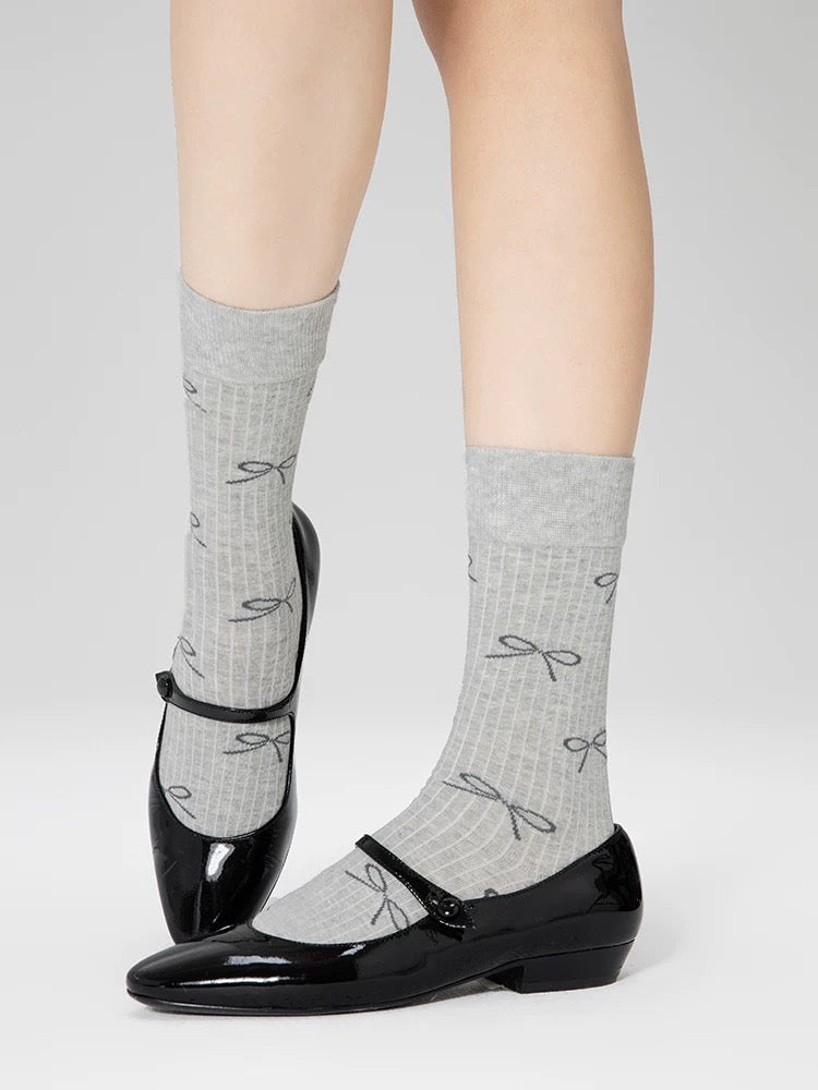 Knitted Jacquard Bow Tie Socks