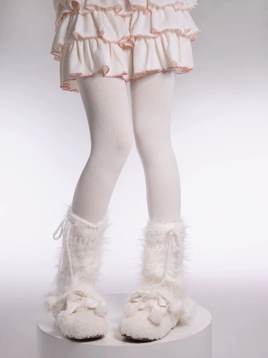 Fluffy Flared Knitted Leg Warmers