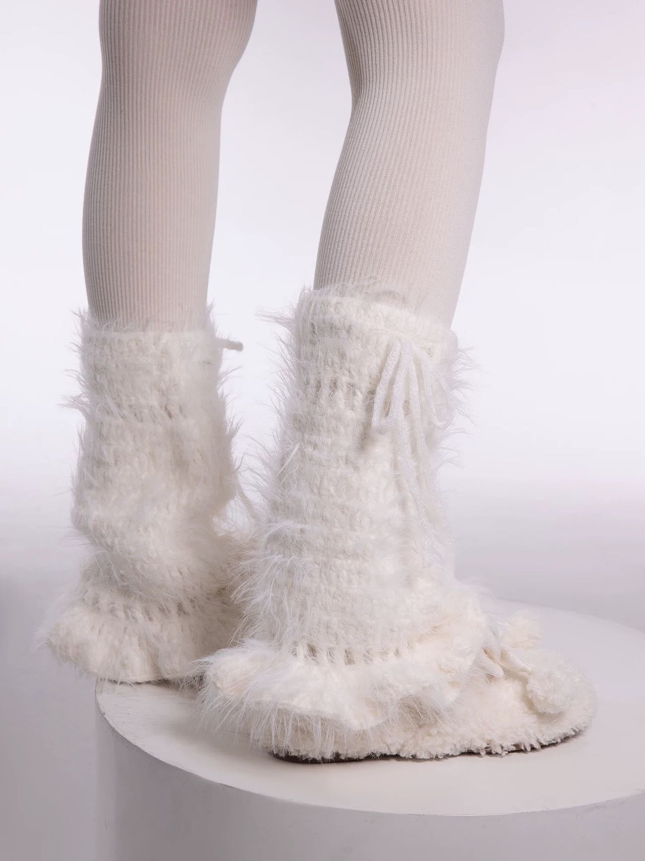 Fluffy Flared Knitted Leg Warmers