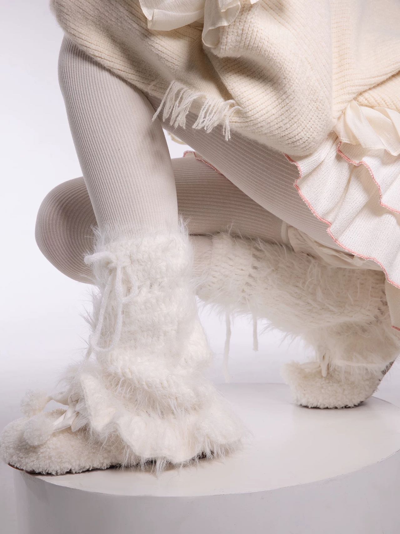 Fluffy Flared Knitted Leg Warmers