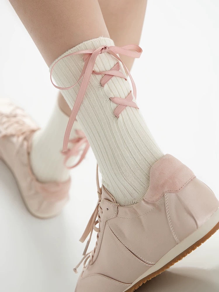 Back Lace Tie Up Socks/2 Pairs