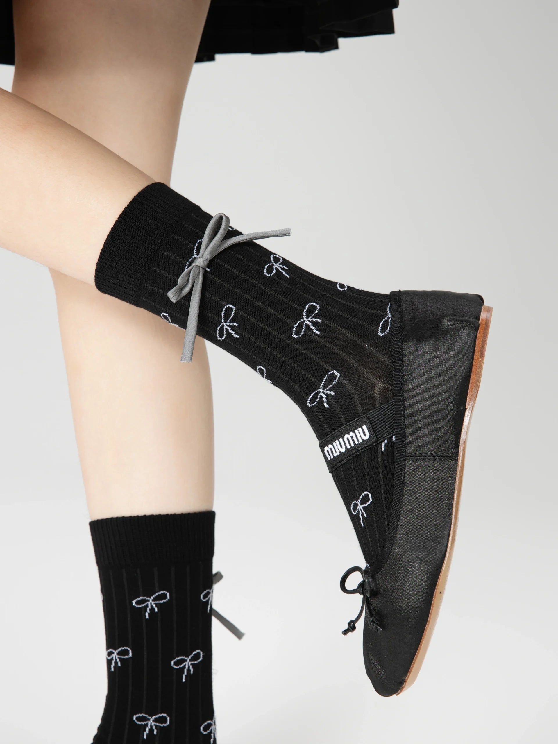 Knitted Jacquard Socks with Ribbon image 1